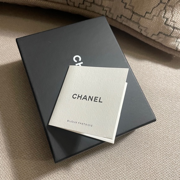 Authentic CHANEL Silver and Crystal Logo Earrings - Picture 7 of 7